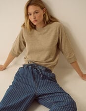 Katja Drawstring Pinstripe Barrel Jeans, Blue (MID AUTHENTIC BLUE), large