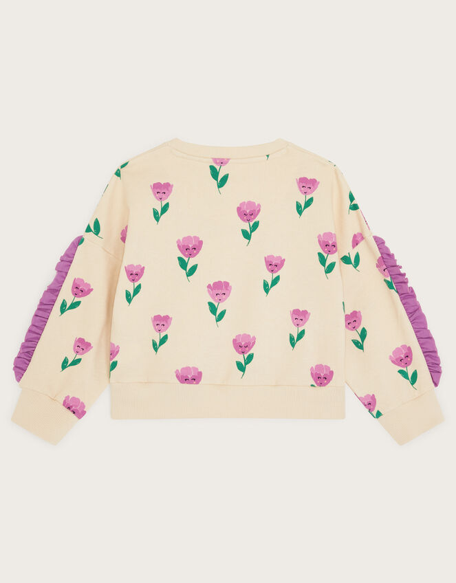 Tulip Print Frilly Sweatshirt, Pink (PINK), large