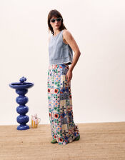 FRNCH Egeria Tile Print Wide Leg Trousers, Multi (MULTI), large