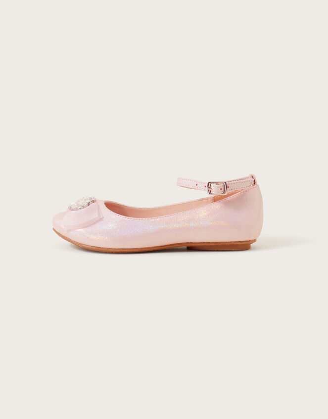 Jewel Organza Bow Ballerina Flats, Pink (PINK), large