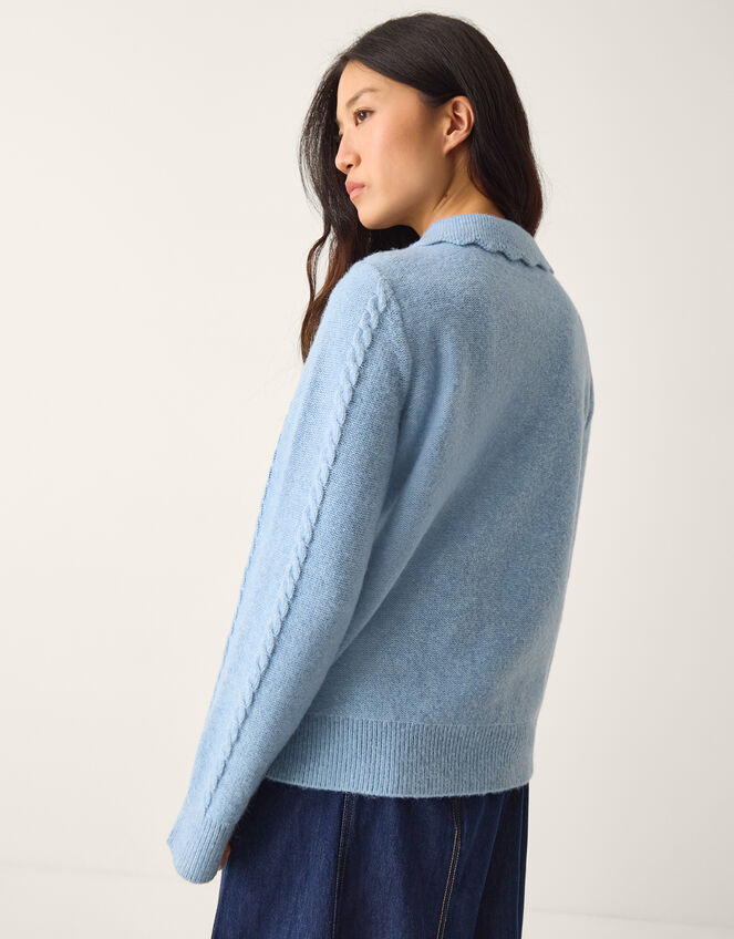 Kat Floral Cable Knit Cardigan Blue