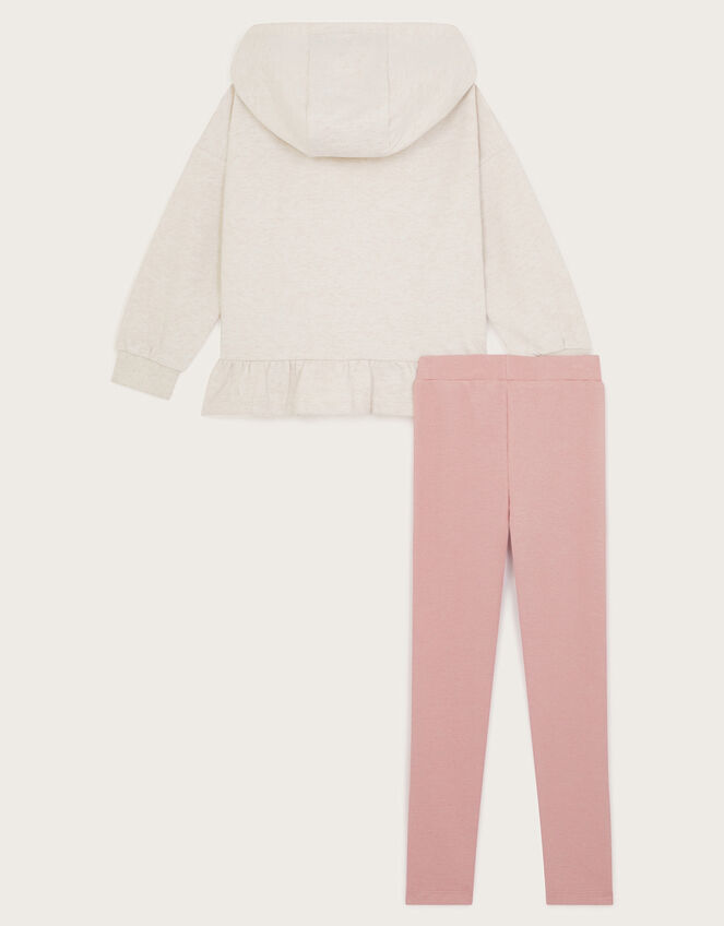 Peplum Hoodie and Leggings Set, Camel (OATMEAL), large