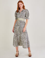 Leopard Print Shirt Dress in LENZING™ ECOVERO™, Black (BLACK), large