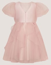 Raphela Puff Sleeve Bow Party Dress, Pink (PINK), large
