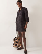 Harika Embroidered Mini Shirt Dress, Black (BLACK), large