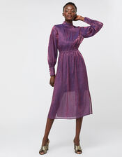Phi Phi Animal Shimmer Midi Dress, Purple (PURPLE), large