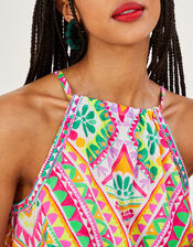 Mosaic Print Halter Cami Top, Pink (PINK), large