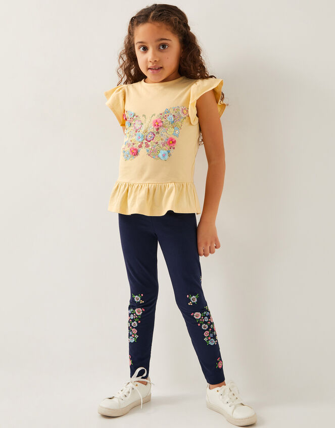 Floral Butterfly Frilly T-Shirt, Yellow (YELLOW), large