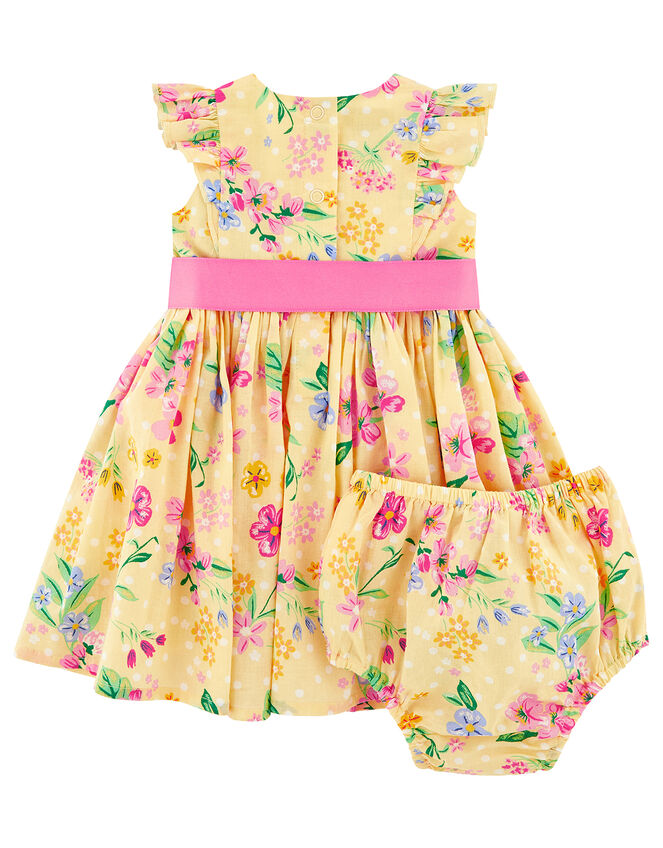 Newborn Baby Florence Floral Dress and Briefs, Yellow (YELLOW), large
