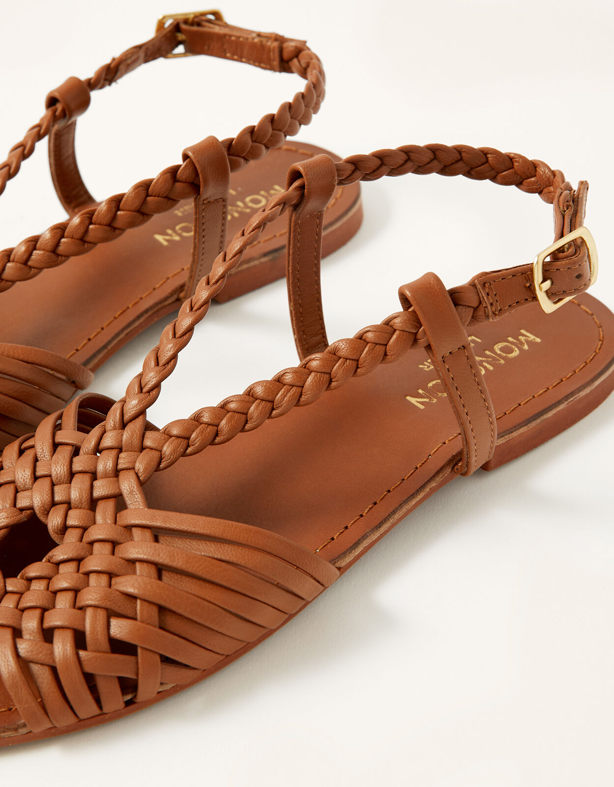 plaited flat sandals