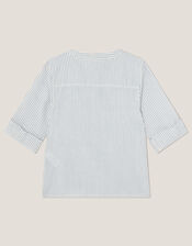 Stripe Cotton Shirt, Ivory (IVORY), large