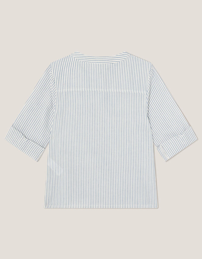 Stripe Cotton Shirt, Ivory (IVORY), large
