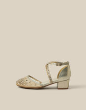 Closed-Toe Embellished Crossover Heels , Gold (GOLD), large