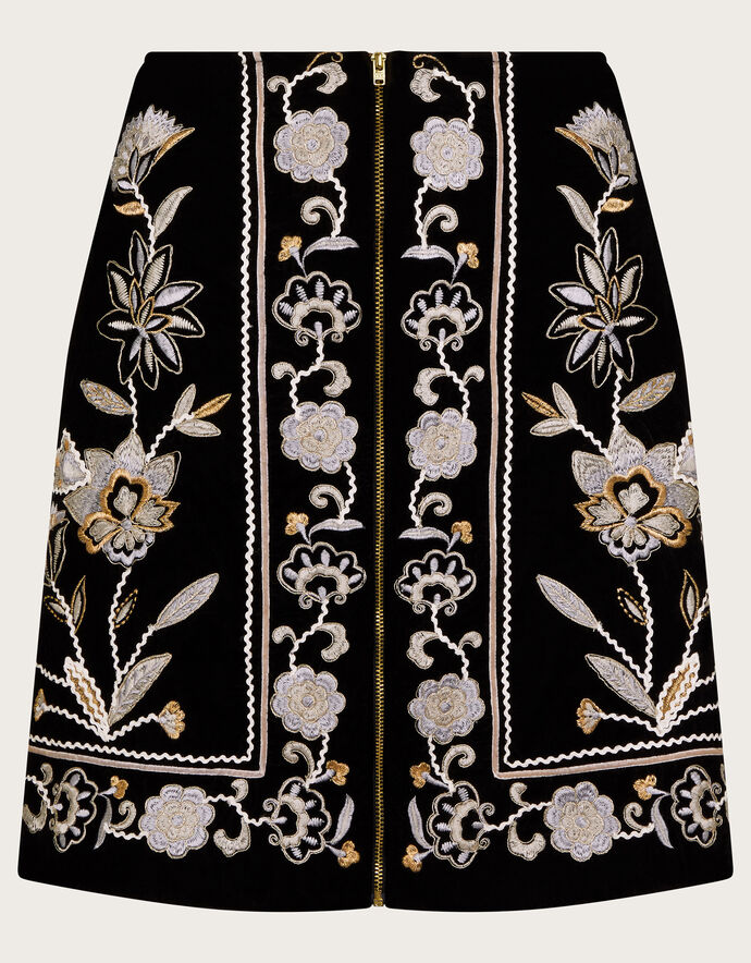 Fashionable Embroidered Polka Dot Velvet Skirt