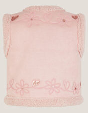 Floral Embellished Faux Suede Gilet, Pink (PINK), large
