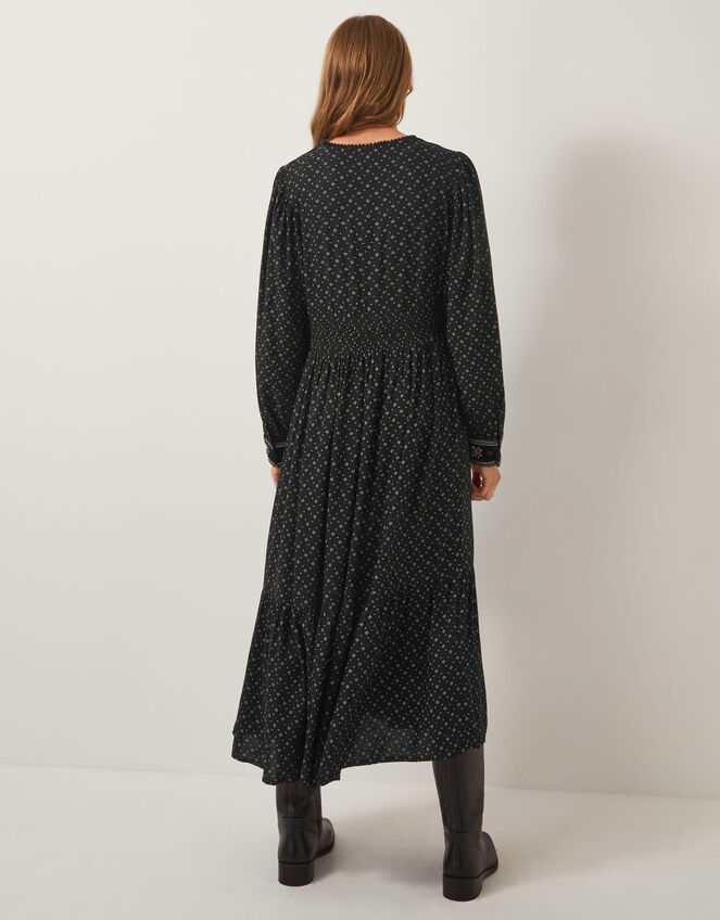 Zoie Embroidered Print Midi Dress, Black (BLACK), large