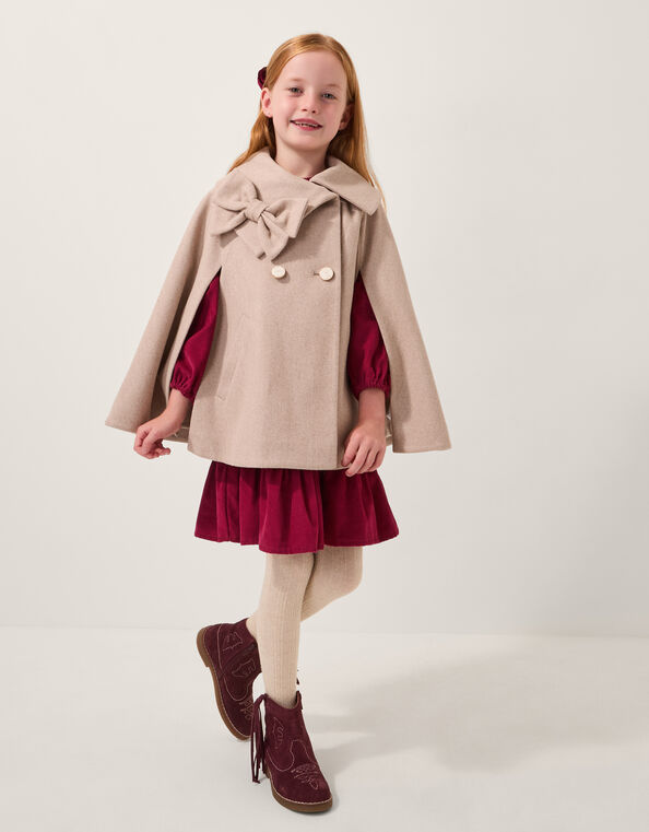 Bow Cape Coat, Camel (OATMEAL), large
