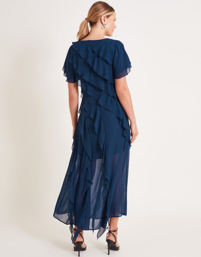 Renata Ruffle Maxi Dress Blue