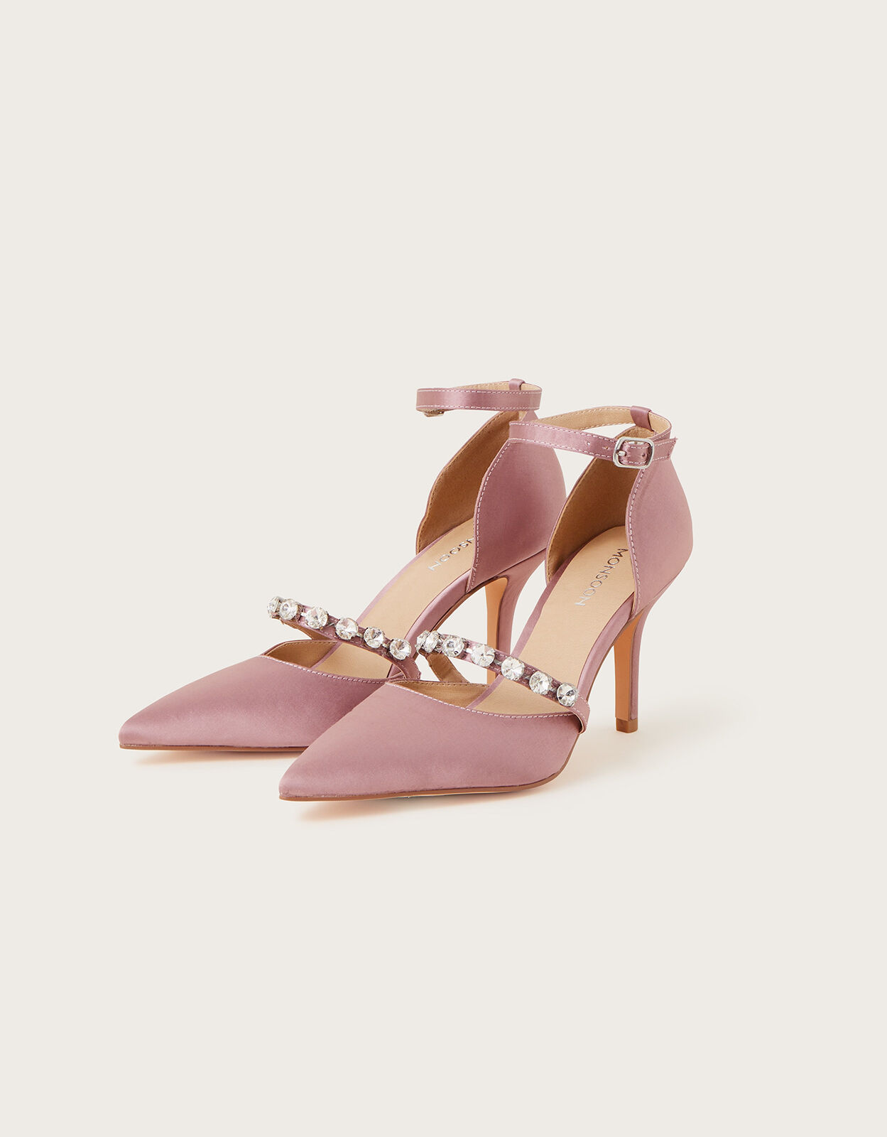 Diamante Strap Heels Pink