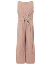 Rose Gold Shimmer Pleated Jumpsuit, Pink (PINK), large