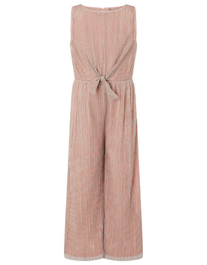 Rose Gold Shimmer Pleated Jumpsuit, Pink (PINK), large
