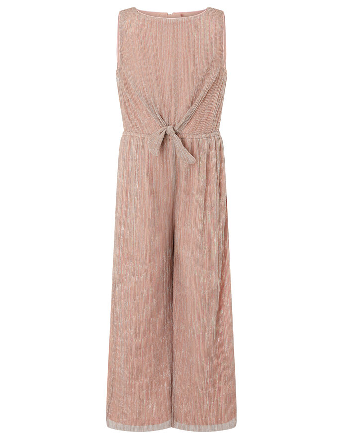 Rose Gold Shimmer Pleated Jumpsuit Pink
