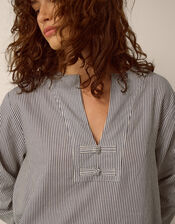 Alexa Stripe Linen Blend Top, Blue (BLUE), large