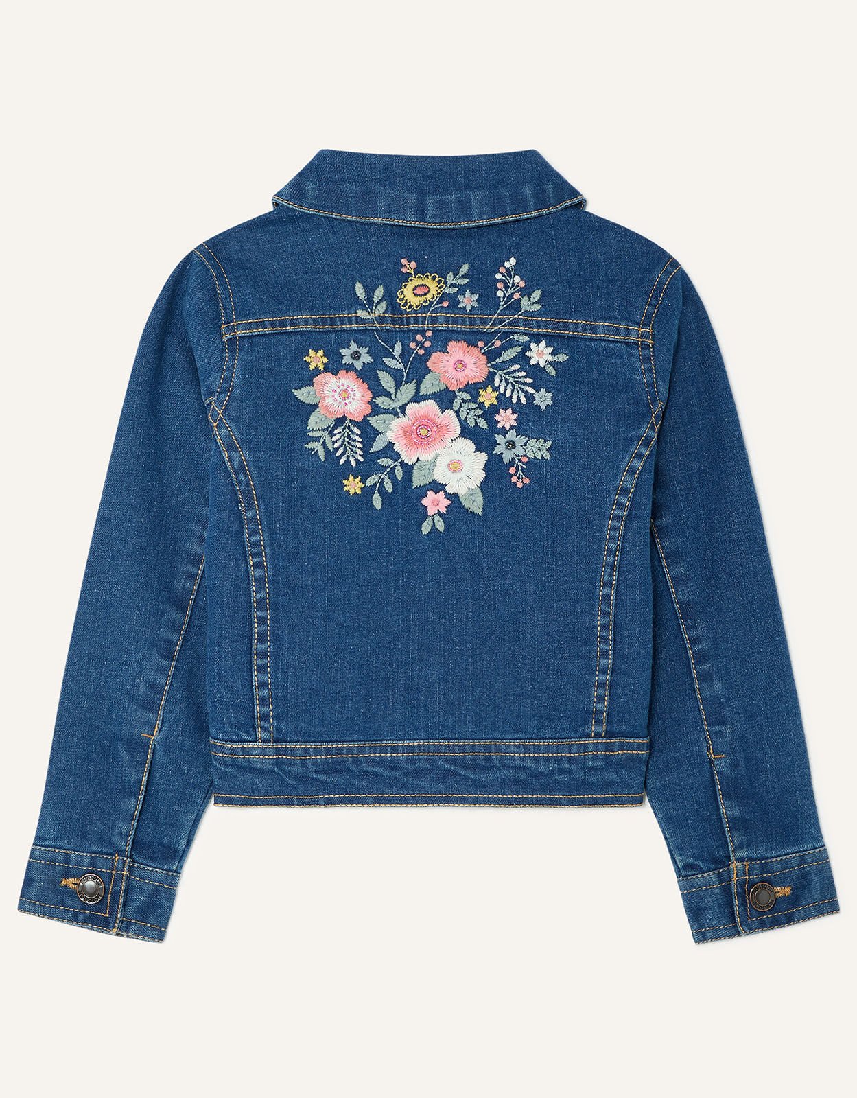 Embroidered blue jean jacket clearance