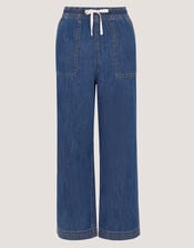 Heidi Drawstring Regular Wide Leg Jeans, Blue (MID AUTHENTIC BLUE), large