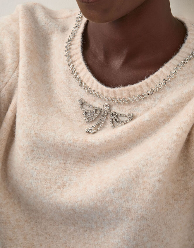 Ellen Diamanté Embellished Jumper, Ivory (IVORY), large