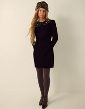Monsoon x Queens of Archive Penny Sequin Collar Velvet Mini Dress​, Black (BLACK), large