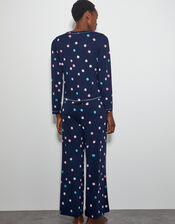 Sabrina Spot Long Pyjamas Set, Blue (NAVY), large