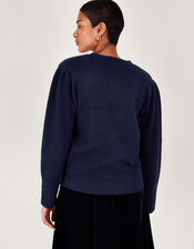 Bree Button Cardigan, Blue (MIDNIGHT), large