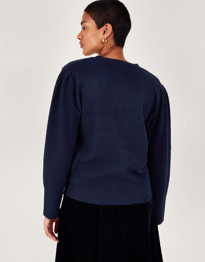 Bree Button Cardigan, Blue (MIDNIGHT), large