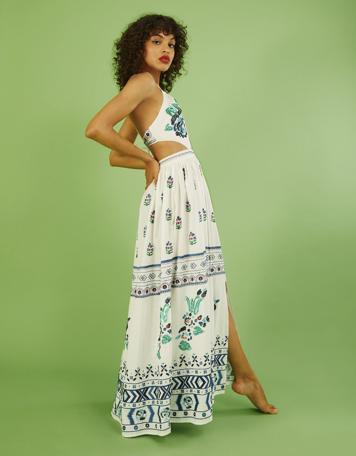Angelina Embroidered Maxi Dress Ivory Evening Dresses Monsoon UK