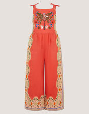 Monsoon x Charlie Taylor Palm Embroidered Jumpsuit, Orange (ORANGE), large