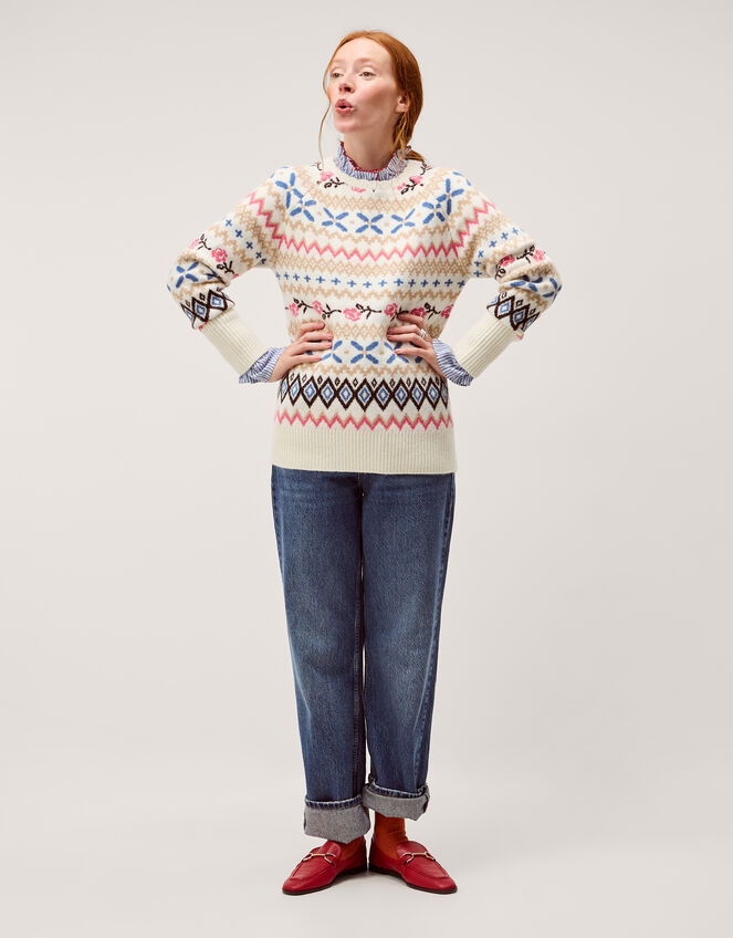 Fee Fair Isle Jumper Ivory — casual Christmas outfit idea for women
