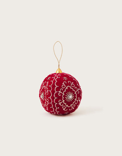 Round Velvet Embellished Bauble , , large