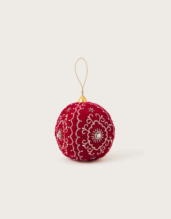 Round Velvet Embellished Bauble , , large