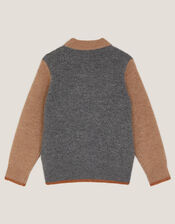 Fox Colour Block Knit Jumper, Grey (GREY), large