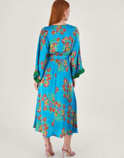 Button Through Print Kaftan Dress, Blue (BLUE), large