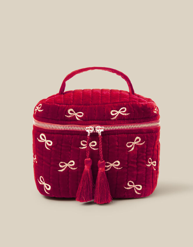 Bow Quilted Velvet Vanity Case, , large