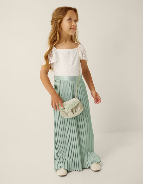 Lace Pleated Jumpsuit, Green (SAGE), large