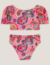 Paisley Print Frill Bikini Set, Pink (PINK), large
