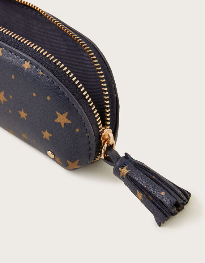 Star Print Leather Pencil Case, , large