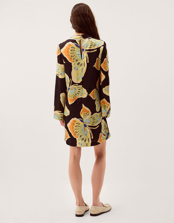 Clemence Aurelie Butterfly Mini Tunic Dress, Black (BLACK), large