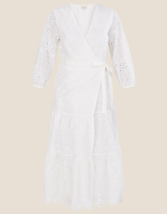 Bryony Broderie Midi Dress in Sustainable Cotton, Ivory (IVORY), large