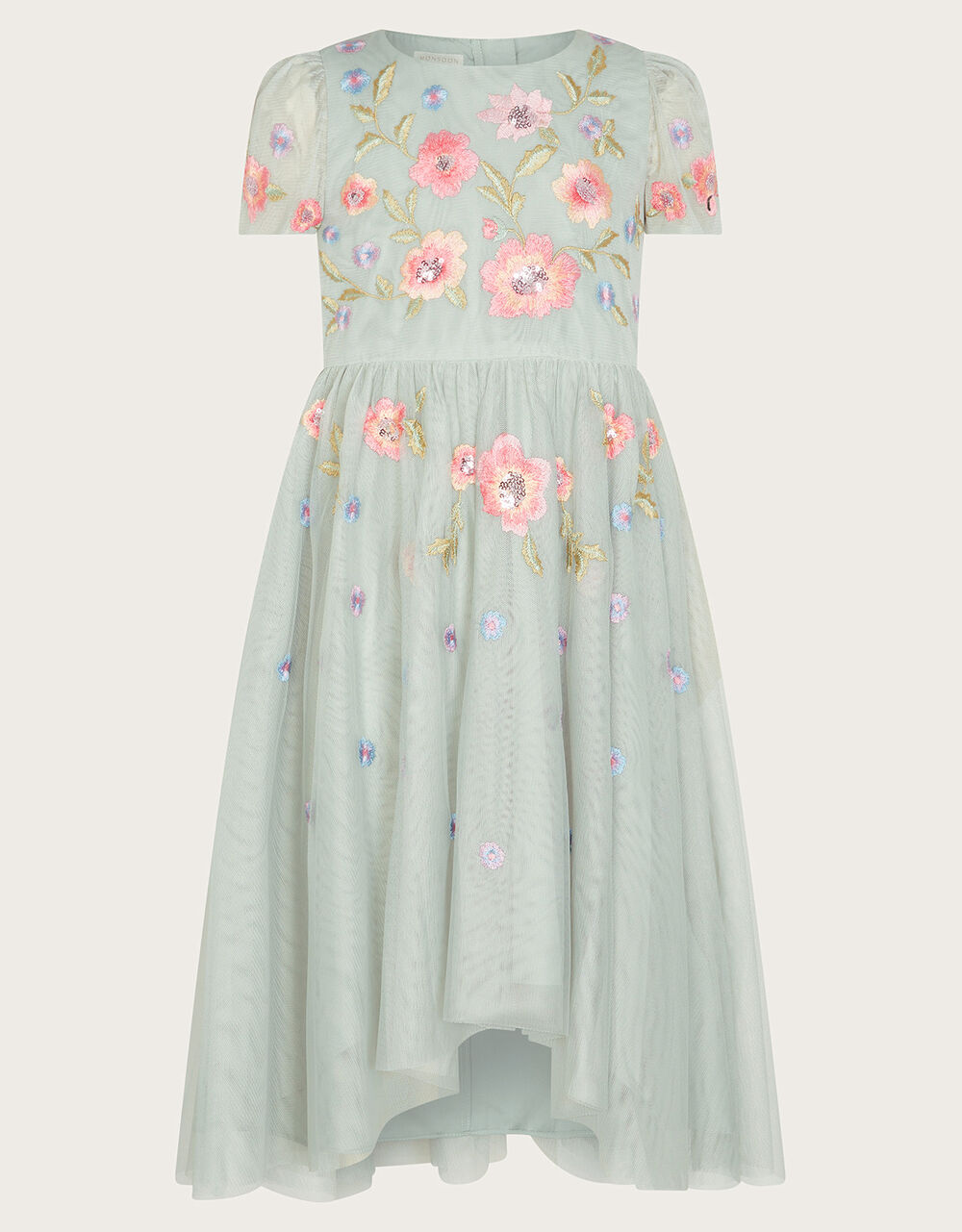 Luna Embroidered Dress Green Girls' Dresses Monsoon UK.