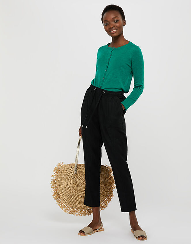 Lightweight Joggers in Pure Linen, Black (BLACK), large
