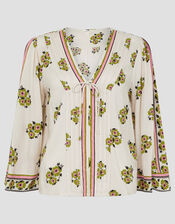 Louisa V-Neck Floral Print Blouse, Ivory (IVORY), large